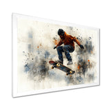 Black Skateboard Street Accented With Orange I - Skateboard Canvas Wall Art