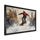 Black Skateboard Street Accented With Red - Skateboard Canvas Wall Art