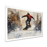 Black Skateboard Street Accented With Red - Skateboard Canvas Wall Art