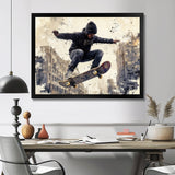 Black Skateboard Street Women's Accented With - Skateboard Canvas Wall Art