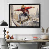 Red Skateboard Street Women's Accented With - Skateboard Canvas Wall Art