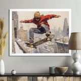 Red Skateboard Street Women's Accented With - Skateboard Canvas Wall Art
