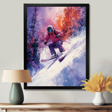 Purple Ski Slopestyle Accented With Orange I - Skiing Canvas Wall Art