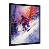 Purple Ski Slopestyle Accented With Orange I - Skiing Canvas Wall Art