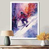 Purple Ski Slopestyle Accented With Orange I - Skiing Canvas Wall Art