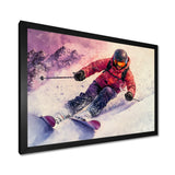 Orange Ski Slopestyle Mens Accented With Pink - Skiing Canvas Wall Art