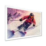 Orange Ski Slopestyle Mens Accented With Pink - Skiing Canvas Wall Art