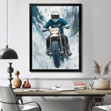 Green Snowmobile Freestyle Accented With White - Dirt Bike Canvas Wall Art
