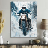 Green Snowmobile Freestyle Accented With White - Dirt Bike Canvas Wall Art