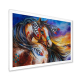 5 Feathers Indian War Horse Framed Print Matte White - 1.5" Width