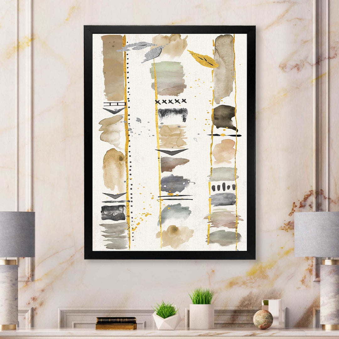 Abstract Gold Birch Trees I Framed Print Vibrant Black - 1.5" Width