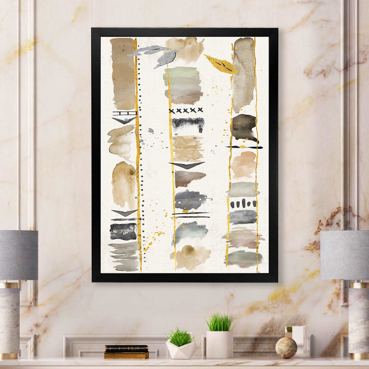 Abstract Gold Birch Trees I Framed Print Vibrant Black - 1.5" Width