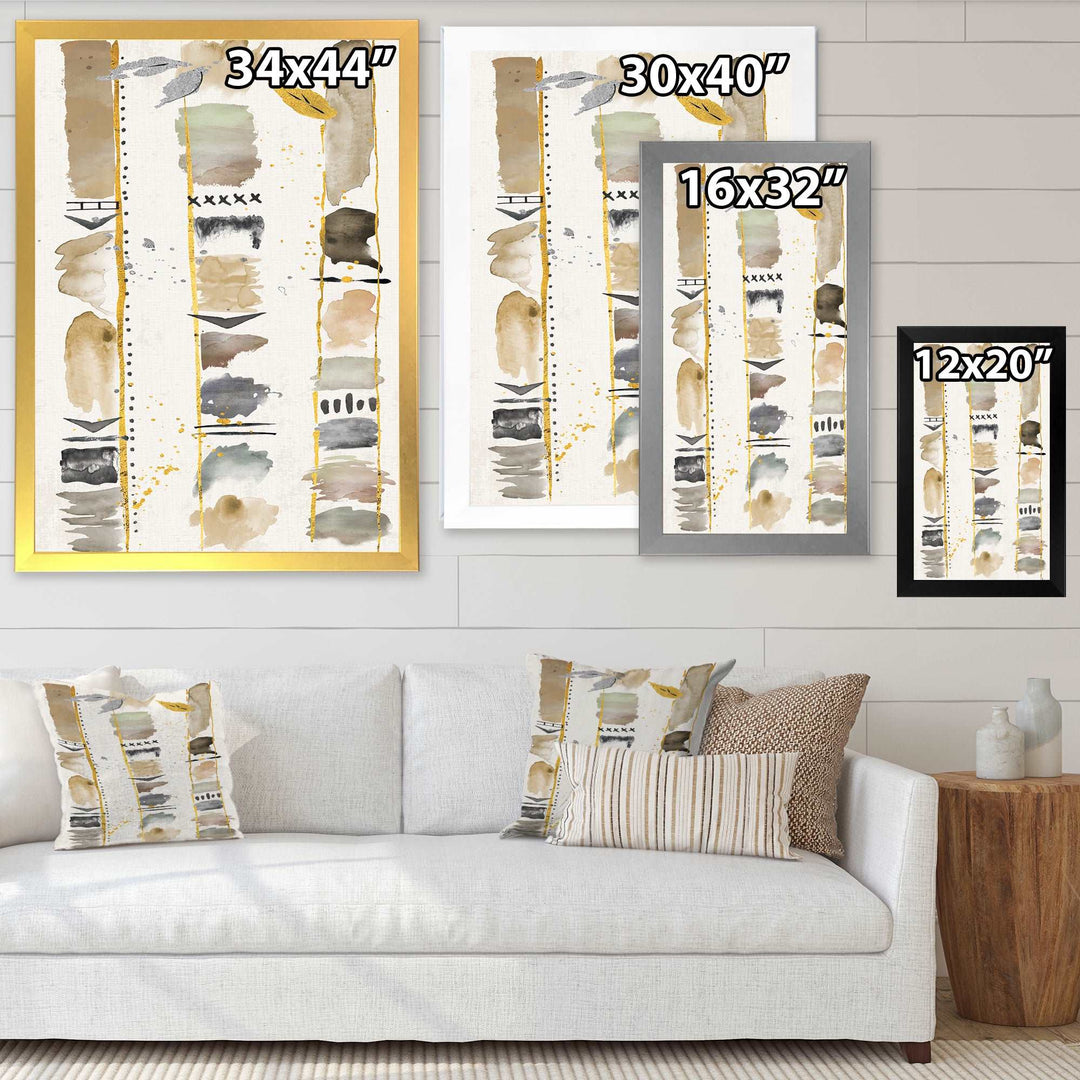 Abstract Gold Birch Trees I Framed Print Matte White - 1.5" Width
