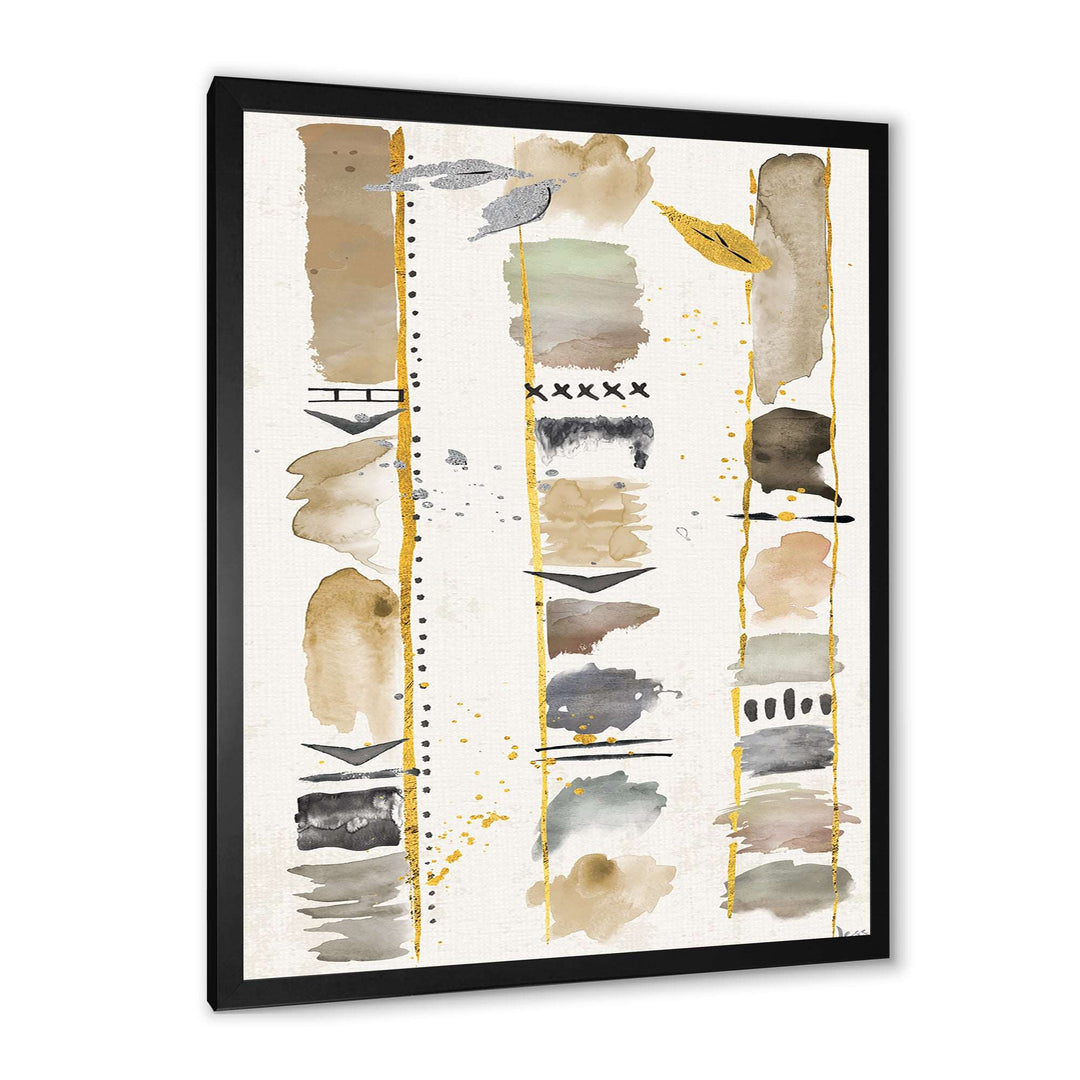Abstract Gold Birch Trees I Framed Print Vibrant Black - 1.5" Width