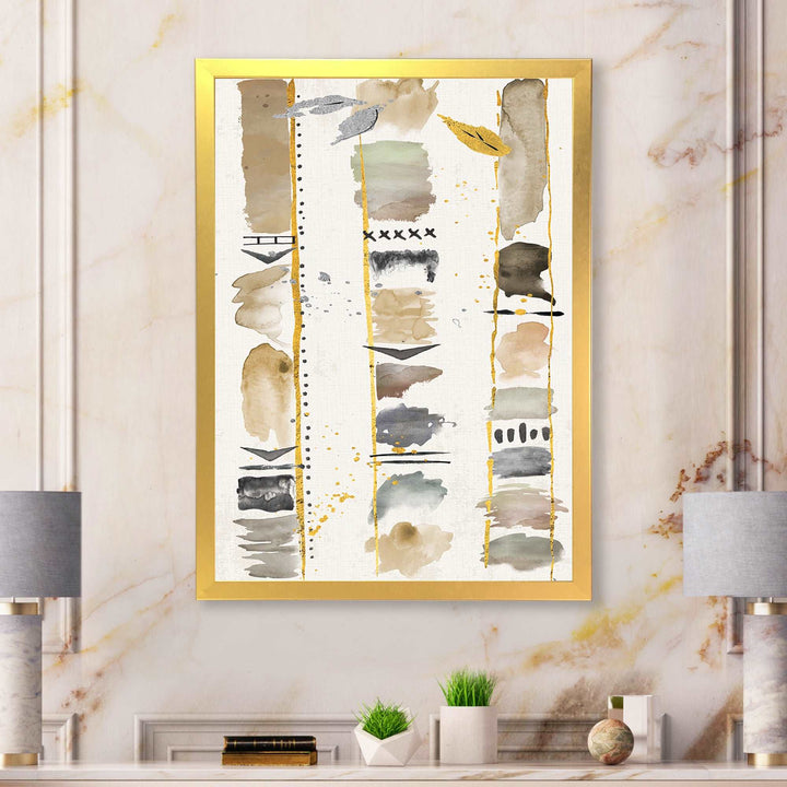 Abstract Gold Birch Trees I Framed Print Vibrant Gold - 1.5" Width