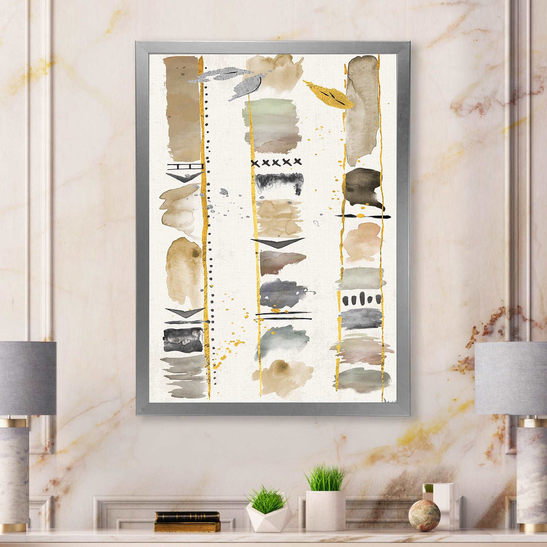 Abstract Gold Birch Trees I Framed Print Matte White - 1.5" Width