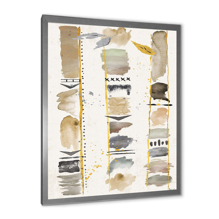 Abstract Gold Birch Trees I Framed Print Matte White - 1.5" Width