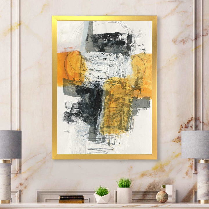 Abstract Composition of Glamorous Yellow and Black Framed Print Vibrant Gold - 1.5" Width