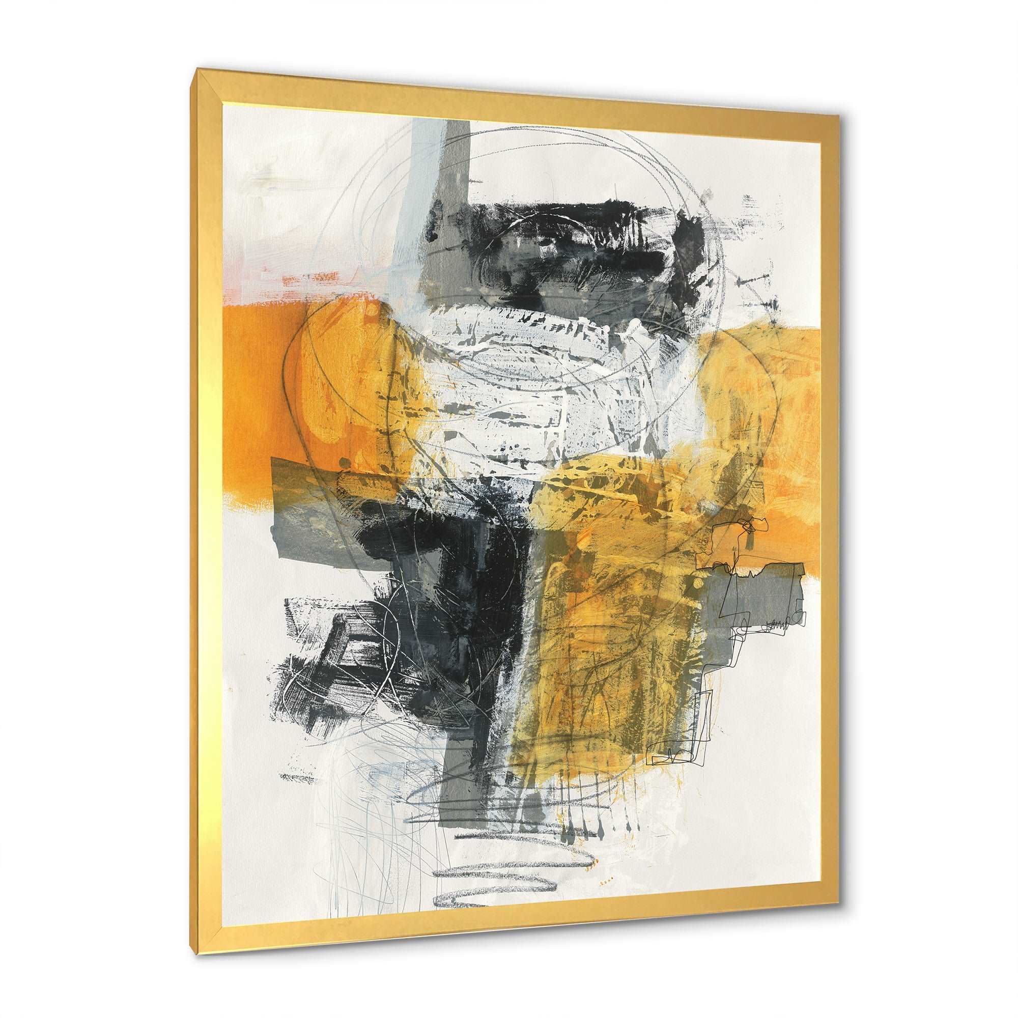 Abstract Composition of Glamorous Yellow and Black Framed Print Vibrant Gold - 1.5" Width