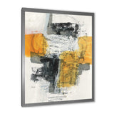 Abstract Composition of Glamorous Yellow and Black Framed Print Matte White - 1.5" Width