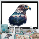 Double Exposure Of A Eagles With Mountain Landscape - Blue Eagle Wall Art