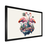 Double Exposure Of A Flamingos With Nature - Flamingo Living Room Wall Art