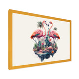 Double Exposure Of A Flamingos With Nature - Flamingo Living Room Wall Art