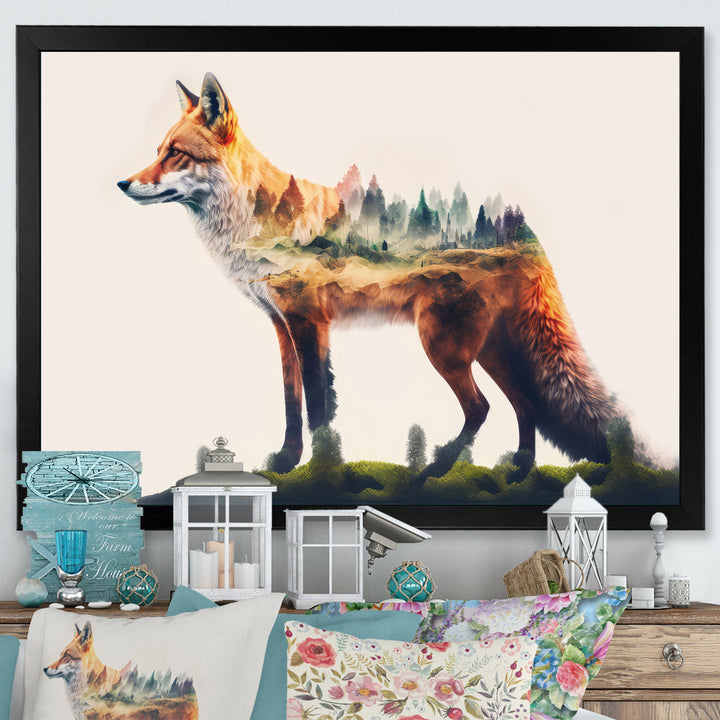 Double Exposure Of A Fox With Nature - Fox Bedroom Wall Art