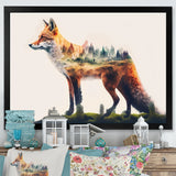 Double Exposure Of A Fox With Nature - Fox Bedroom Wall Art