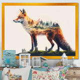 Double Exposure Of A Fox With Nature - Fox Bedroom Wall Art