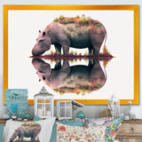 Double Exposure Of A Hippo With African Landscape - Hippopotamus Canvas Wall Art