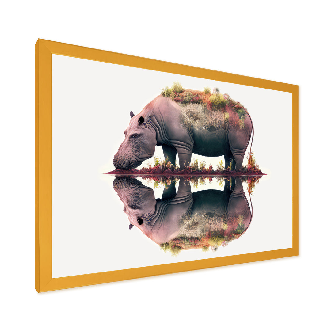 Double Exposure Of A Hippo With African Landscape - Hippopotamus Canvas Wall Art