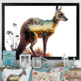 Double Exposure Of A Kangaroo With Australian Landscape - Kangaroo Wall Decor