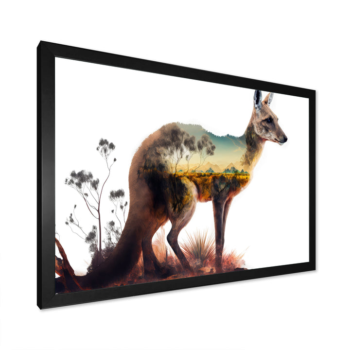 Double Exposure Of A Kangaroo With Australian Landscape - Kangaroo Wall Decor