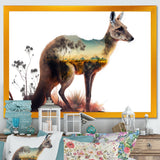 Double Exposure Of A Kangaroo With Australian Landscape - Kangaroo Wall Decor