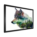 Double Exposure Of A Wolf With Forest Landscape - Wolf Large Canvas Wall Art