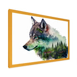 Double Exposure Of A Wolf With Forest Landscape - Wolf Large Canvas Wall Art