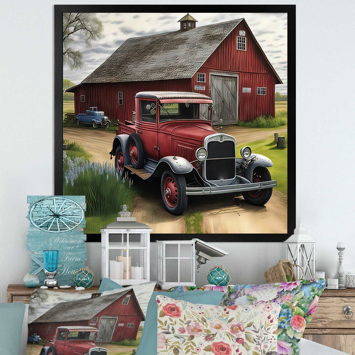 30S Ford Car In Barn I Framed Print Vibrant Gold - 1.5"Width