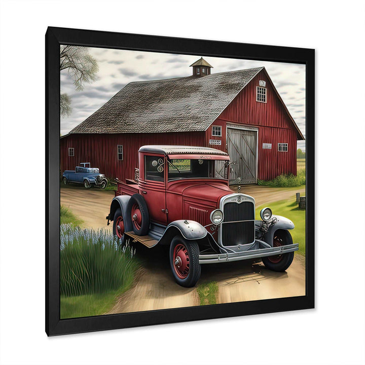 30S Ford Car In Barn I Framed Print Vibrant Black - 1.5"Width