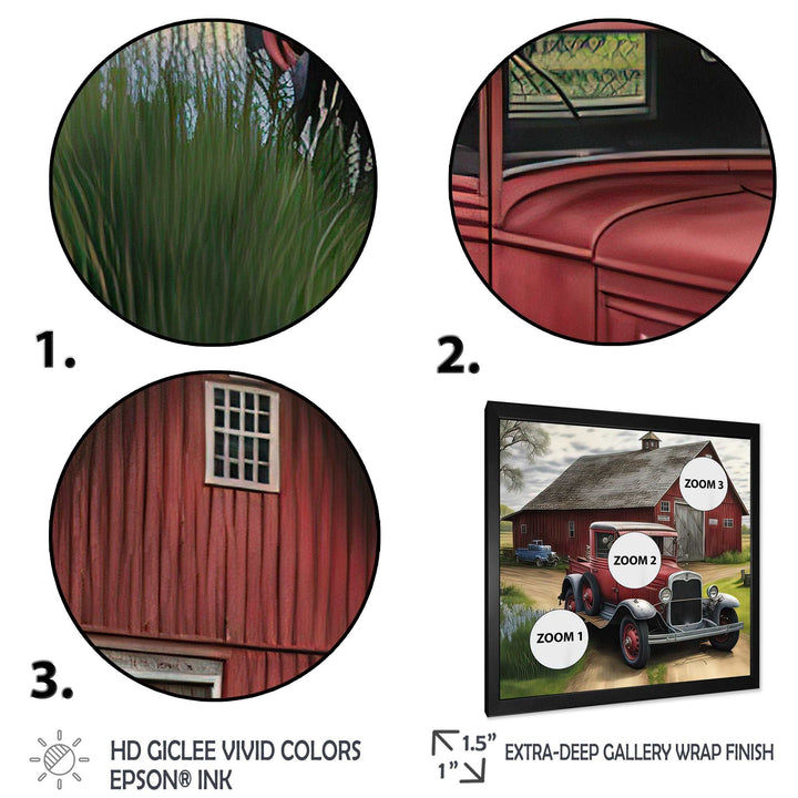30S Ford Car In Barn I Framed Print Vibrant Black - 1.5"Width