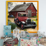 30S Ford Car In Barn I Framed Canvas Vibrant Black - 1.5"Thick