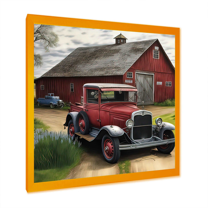 30S Ford Car In Barn I Framed Print Vibrant Gold - 1.5"Width