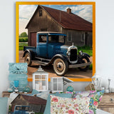 30S Ford Car In Barn II Framed Canvas Vibrant Black - 1.5"Thick