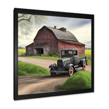 30S Ford Car In Barn III Framed Print Vibrant Black - 1.5"Width