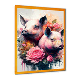 Cute Pigs Floral Art - Pig Wall Decor