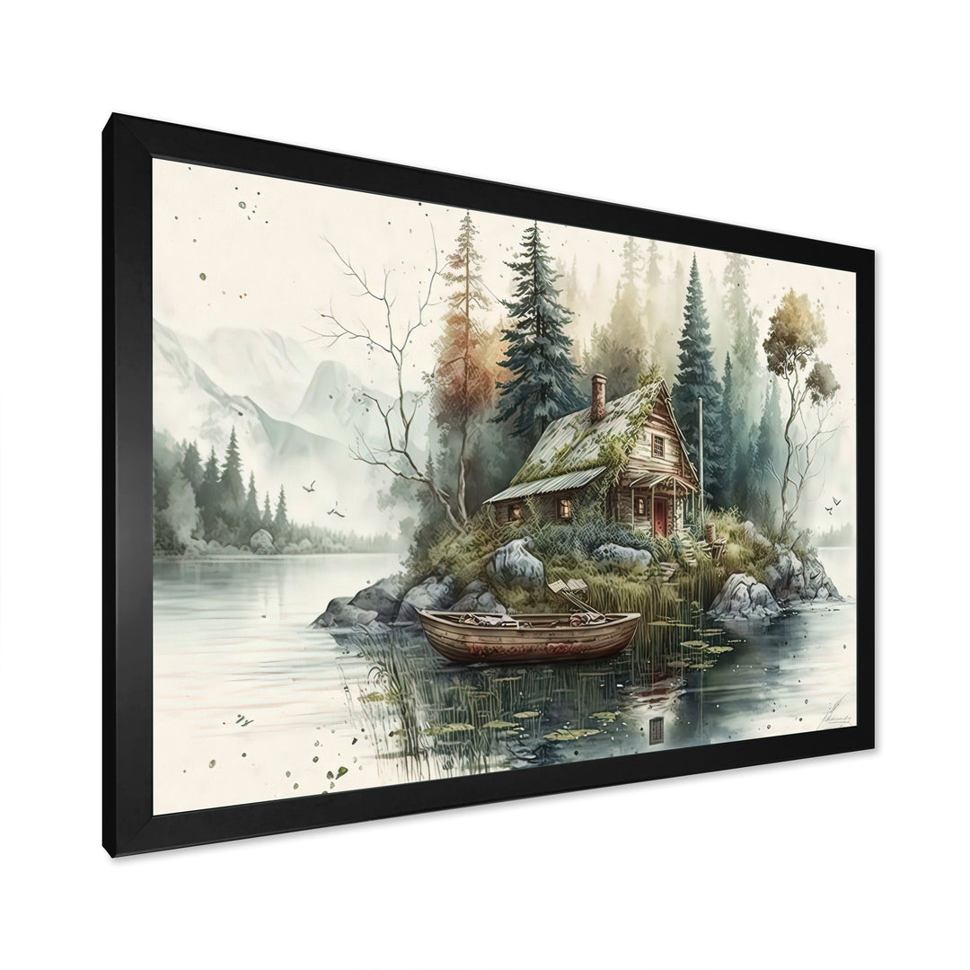 Fishing House By The Lake I - Hunting &amp; Fishing Canvas Wall Art
