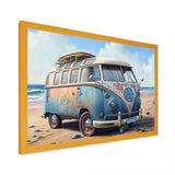 70S Surfing Van At The Beach III Framed Print Vibrant Gold - 1.5"Width