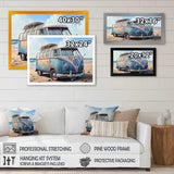 70S Surfing Van At The Beach III Framed Print Vibrant Gold - 1.5"Width