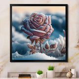 A Blooming Pink Rose Flower In Winter I Framed Print Vibrant Gold - 1.5"Width