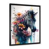 Cute Zebra Floral Art - Zebra Framed Canvas Art